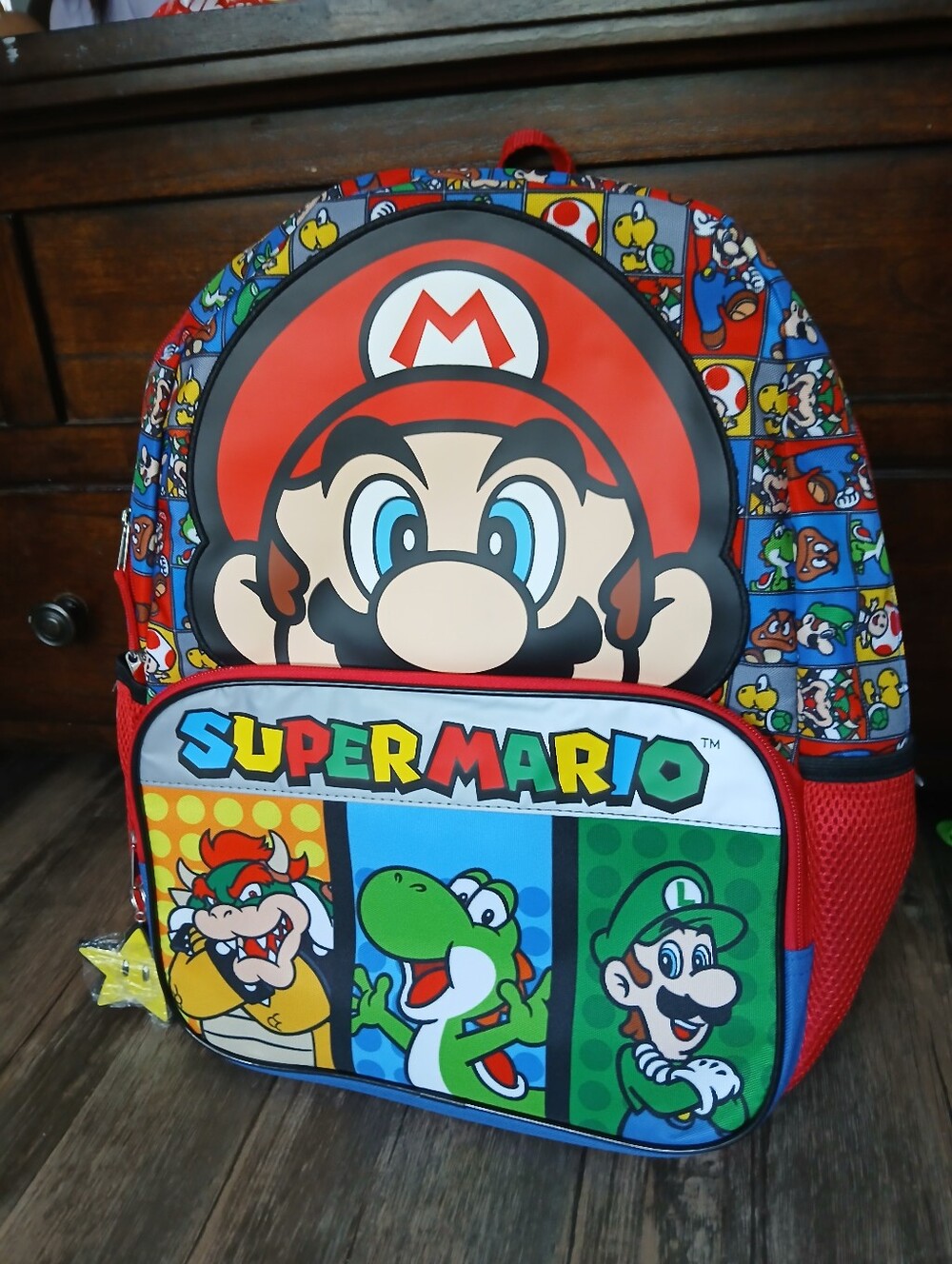 Bioworld Super Mario Character Kids Backpack - Red Blue Green